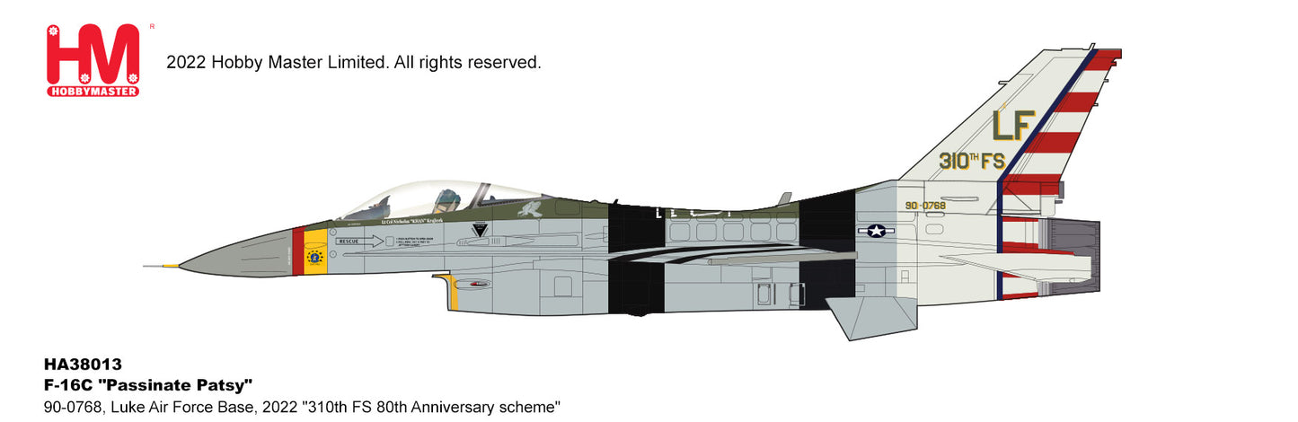 1/72 F-16C "Passionate Patsy" 90-0768 Luke Air Force Base 2022 "310th FS 80th Anniversary Scheme"