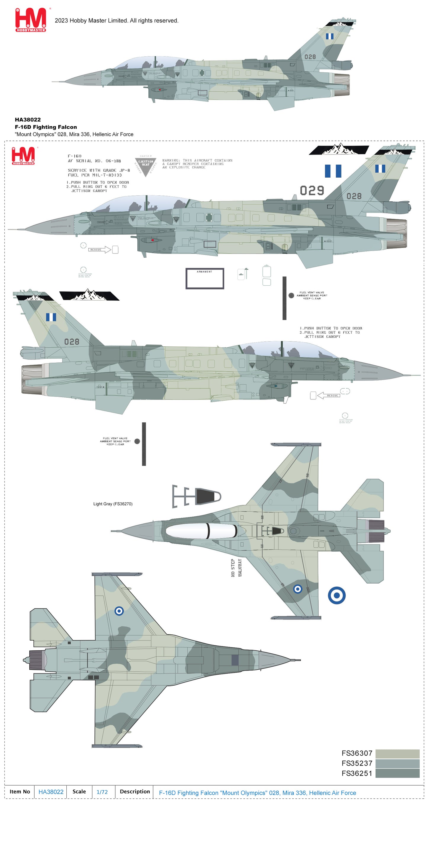 1/72 F-16D Fighting Falcon "Mount Olympus" 028 Mira 336 Hellenic Air Force