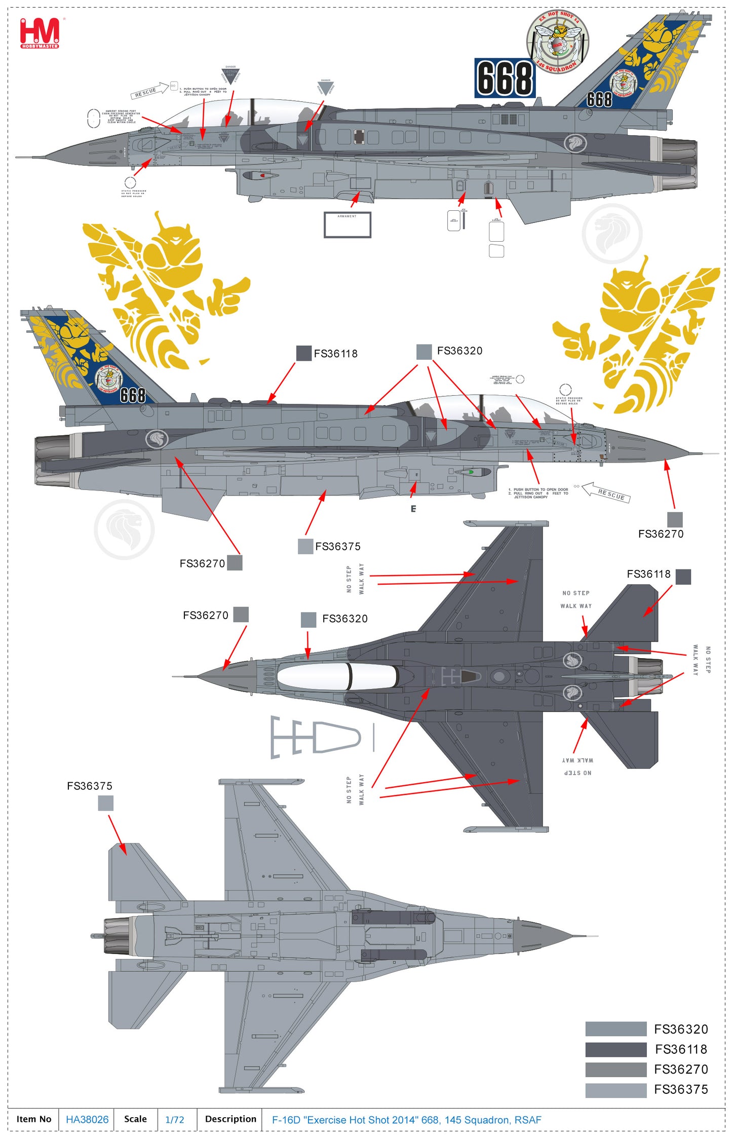 1/72 F-16D "Exercise Hot Shot 2014" 668 145 Squadron RSAF
