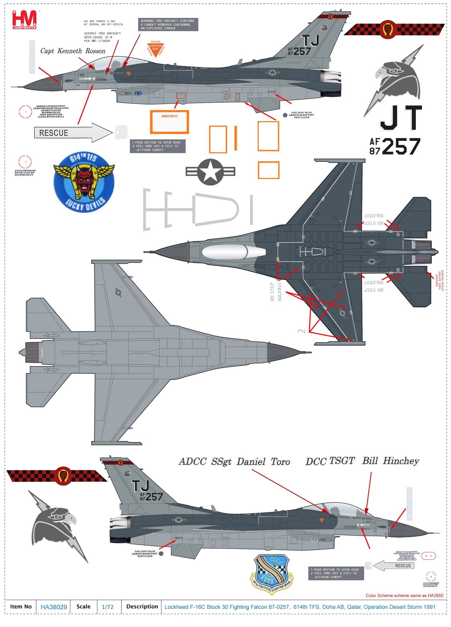 1/72 F-16C "Operation Desert Storm" 87-0257 614th TFS Doha AB Qatar 1991