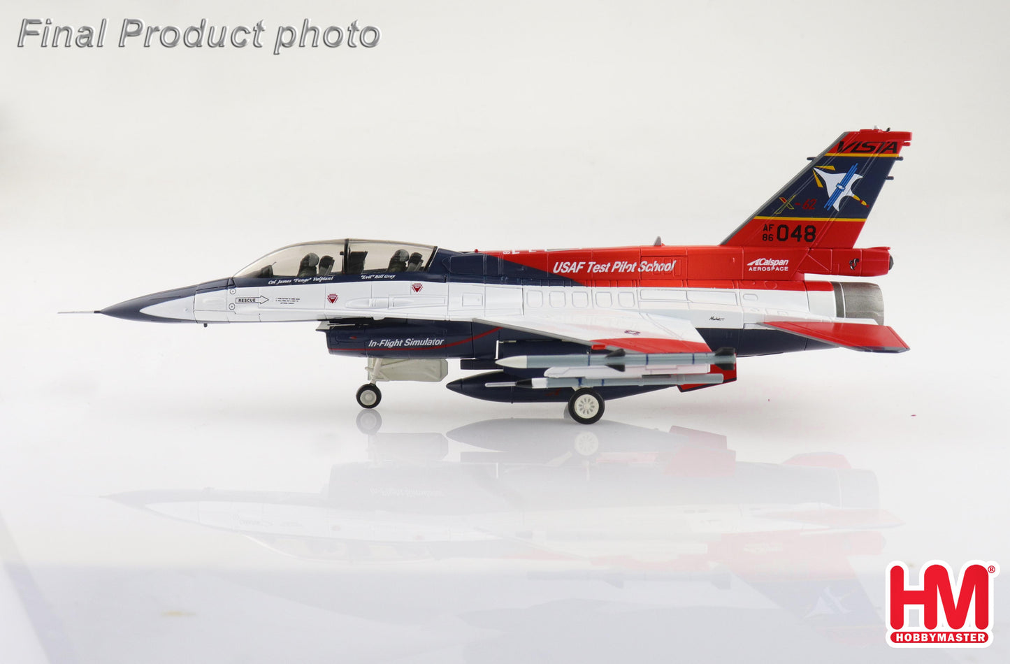 1/72X-62A VISTA 86-0048 USAF Test Pilot School Edwards AFB (with 2 x AIM-120 (Wing Tip) 1 x AIM-9x 1 x ACMI Pod 1 Center Fuel Tank)