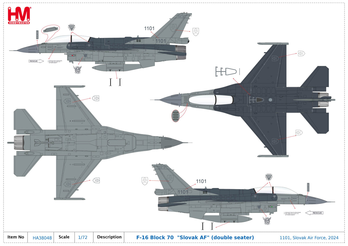 1/72 F-16 Block 70 "Slovak AF" 1101 Slovak Air Force 2024