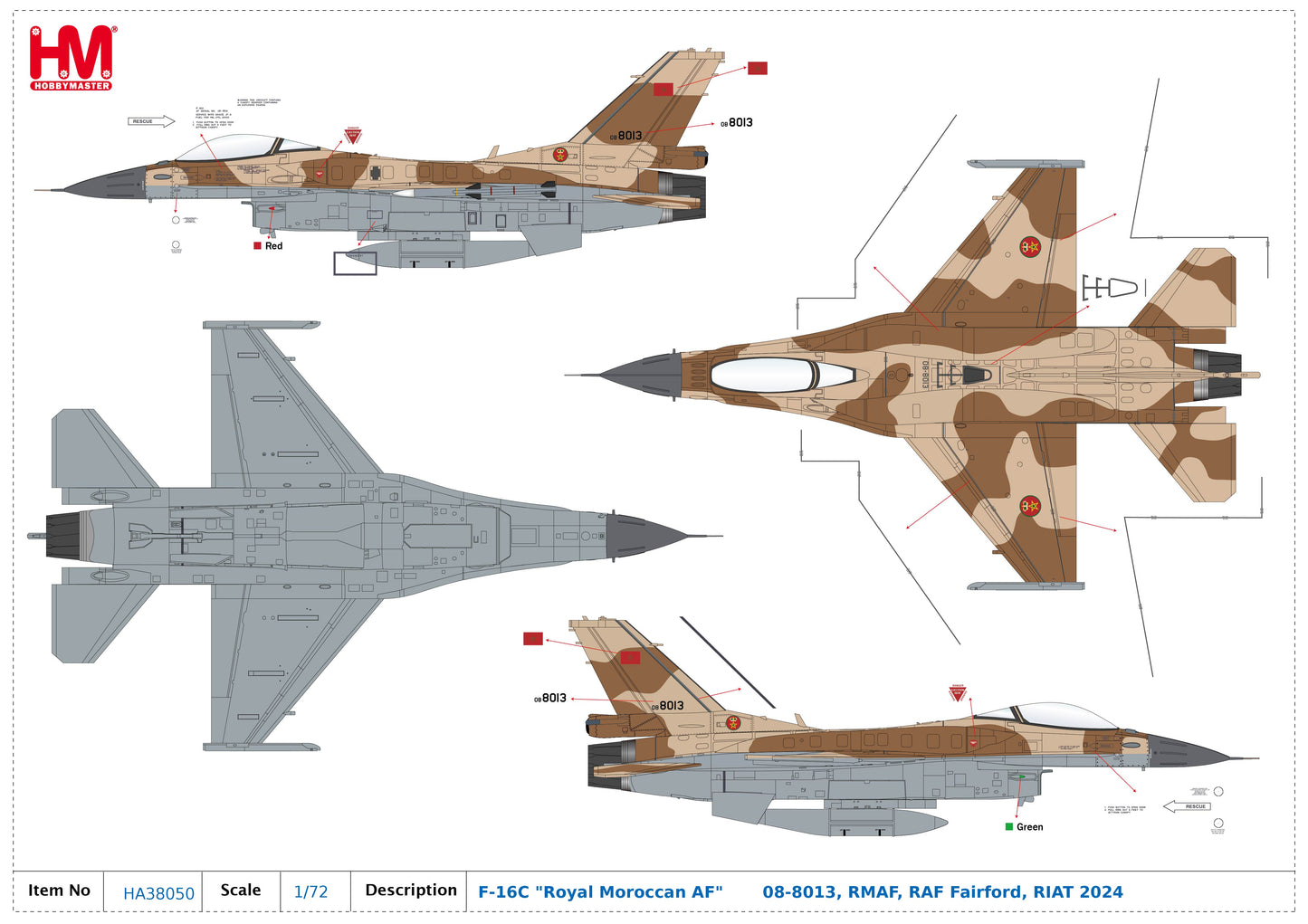 1/72 F-16C "Royal Moroccan AF" 08-8013 RMAF RAF Fairford RIAT 2024