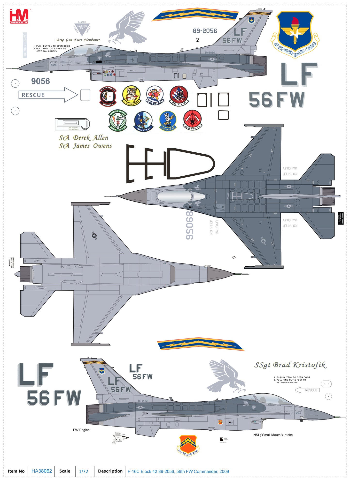 1/72 F-16C Block 42 89-2056 56th FW Commander 2009