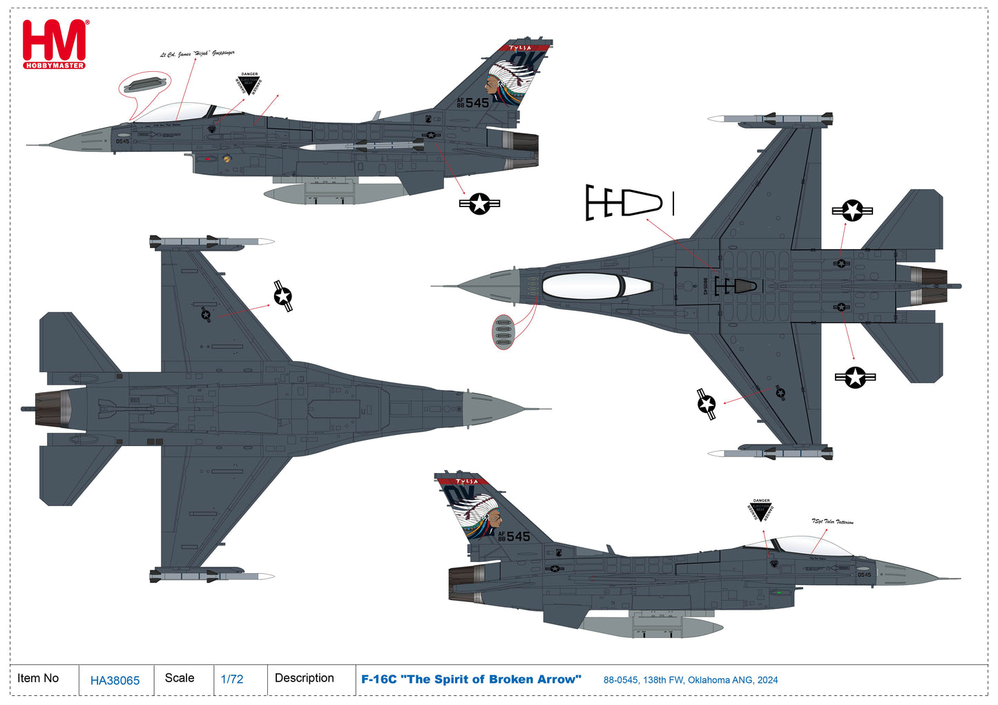 1/72 F-16C "The Spirit of Broken Arrow" 88-0545 138th FW Oklahoma ANG 2024
