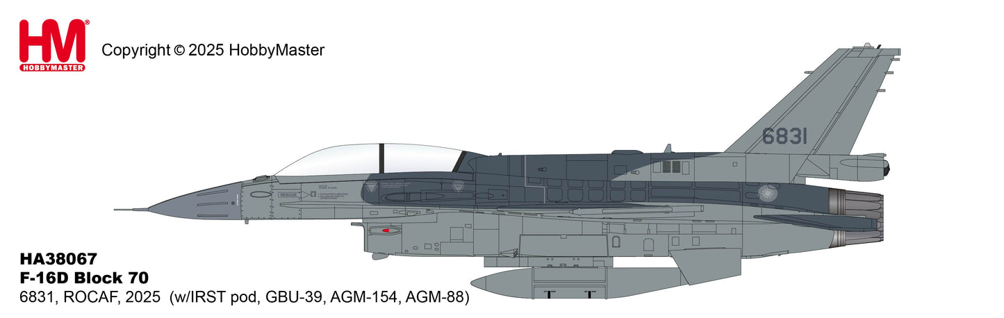 1/72 F-16D Block 70 6831 ROCAF 2025 (with IRST Pod GBU-39 AGM-154 AGM-88)
