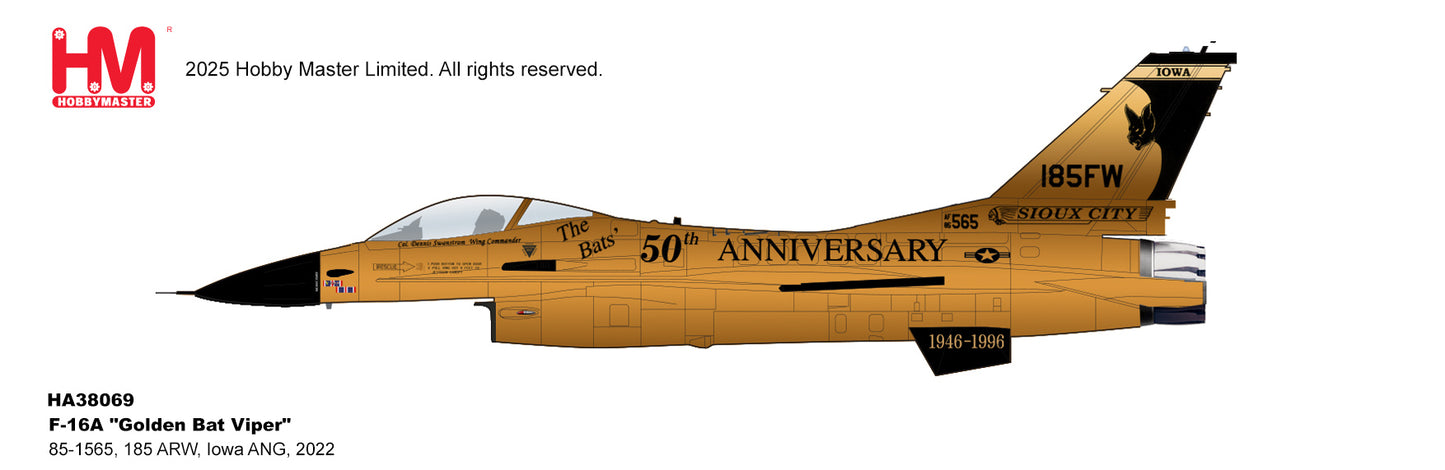 1/72 F-16A "Golden Bat Viper" 85-1565 185 ARW Iowa ANG 2022