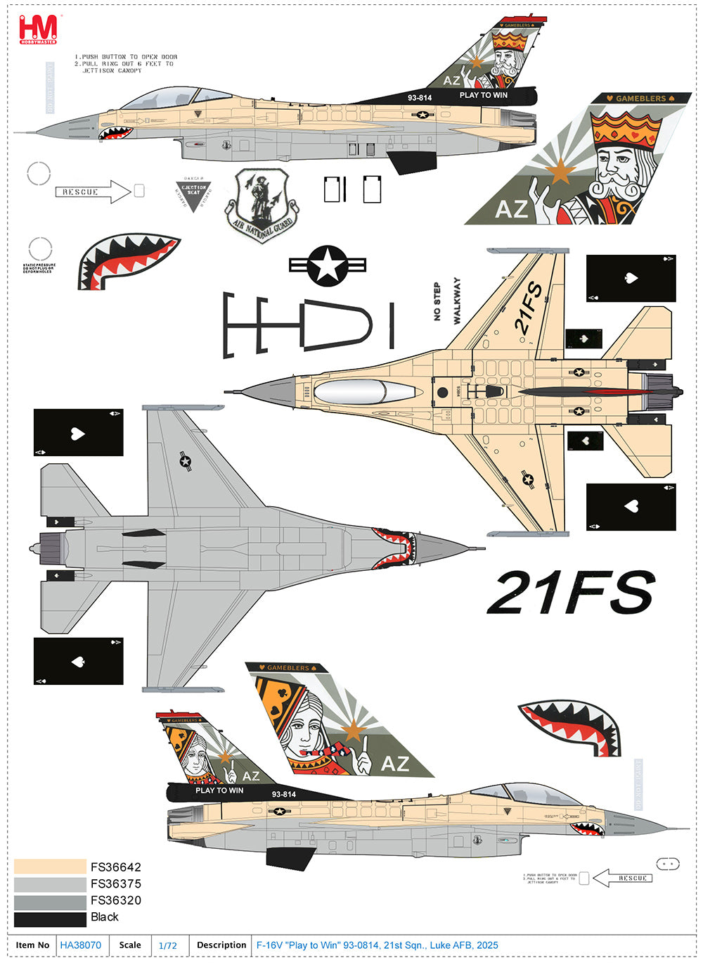 1/72 F-16V "Play to Win" 93-0814 21st Sqn. Luke AFB 2025