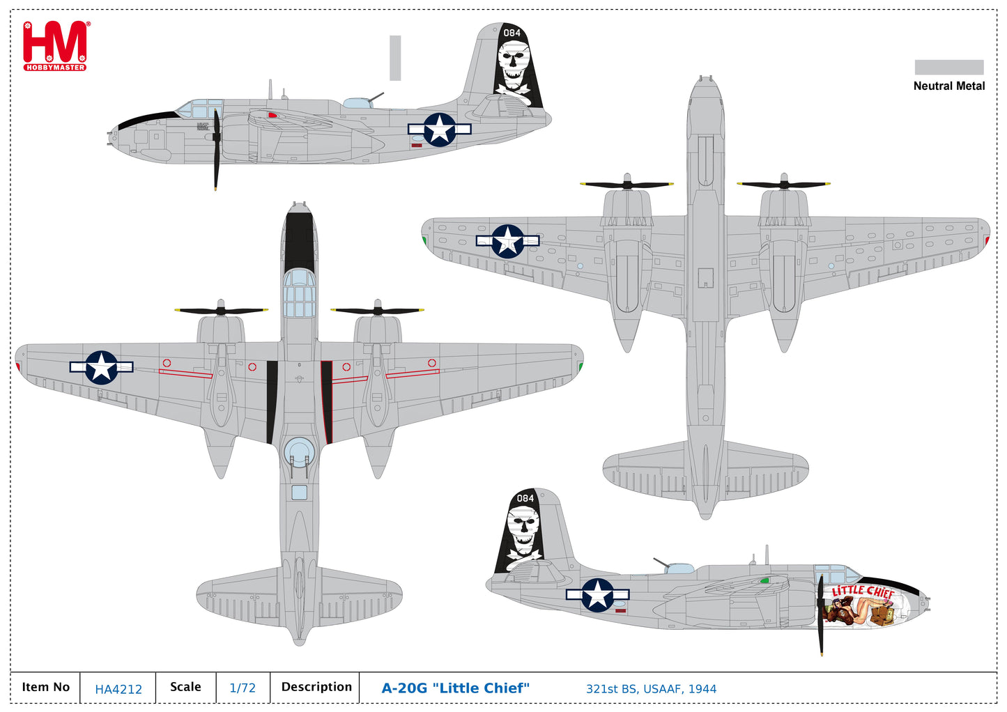 1/72 A-20G "Little Chief" 321st BS USAAF 1944