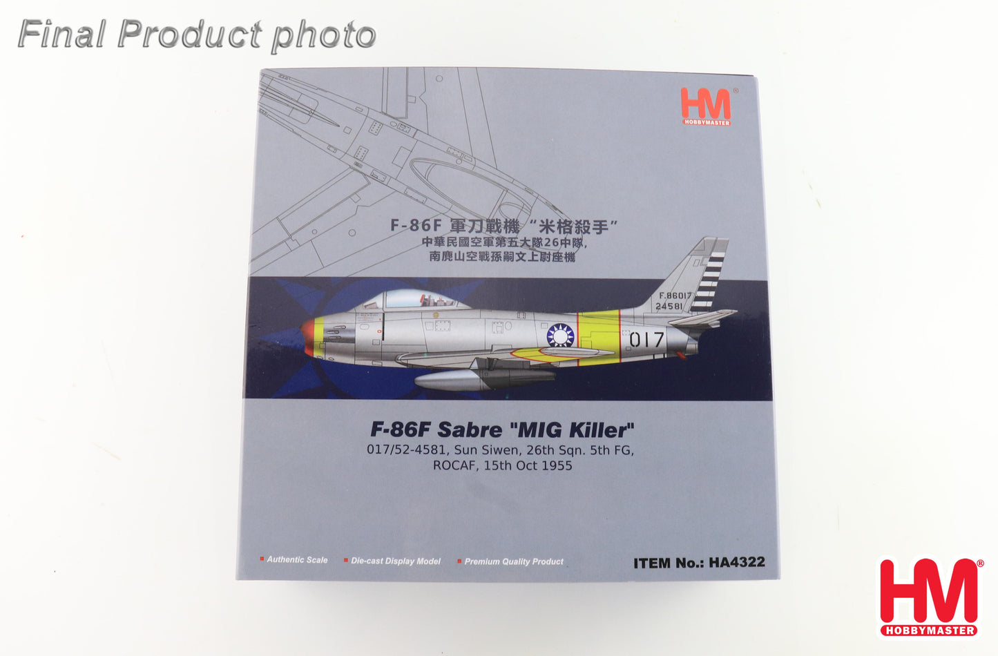 1/72 F-86F Sabre "MIG Killer" 017/52-4581 Sun Siwen 26th Sqn. 5th FG ROCAF 15th Oct 1955