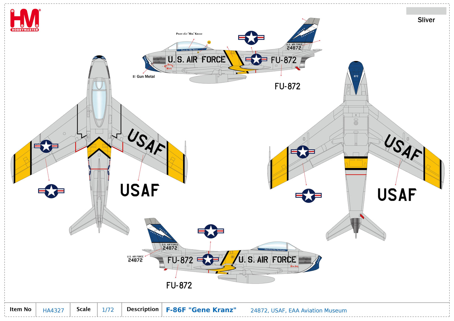 1/72 F-86F "Gene Kranz" 24872 USAF EAA Aviation Museum
