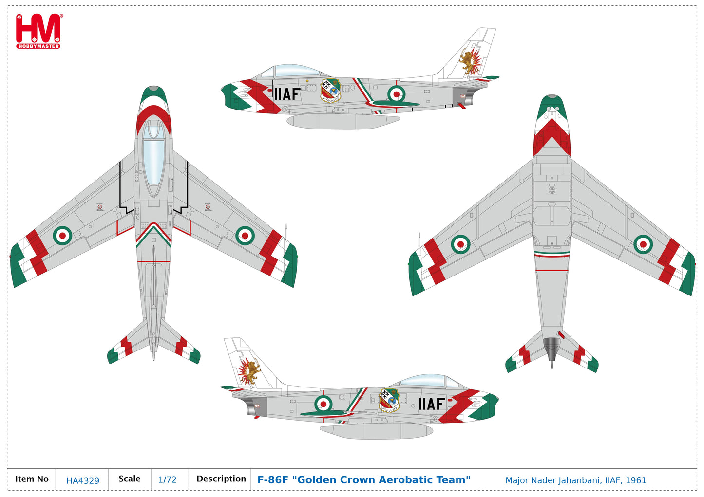1/72 F-86F "Golden Crown Aerobatic Team" Major Nader Jahanbani IIAF 1961