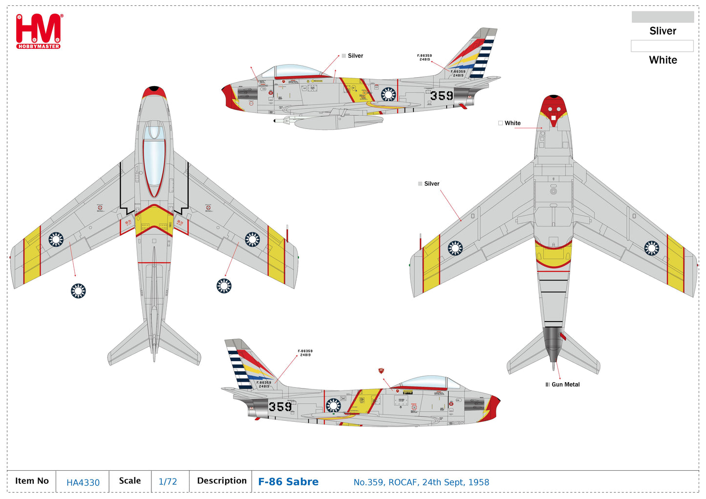 1/72 F-86 Sabre No.359 ROCAF 24th Sept 1958