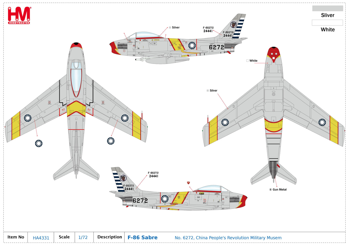 1/72 F-86 Sabre No. 6272 China People's Revolution Military Musem