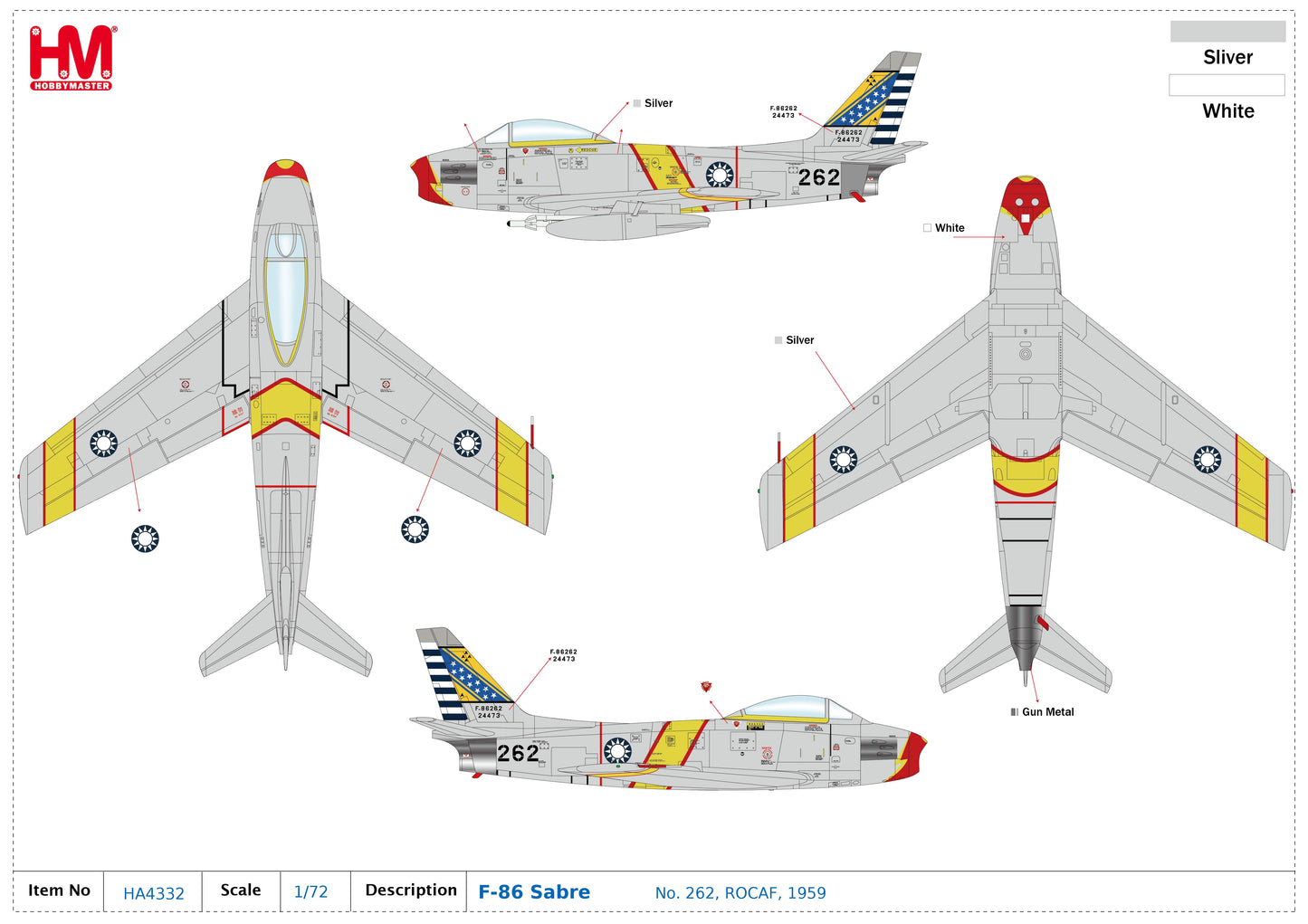 1/72 F-86 Sabre No. 262 ROCAF 1959