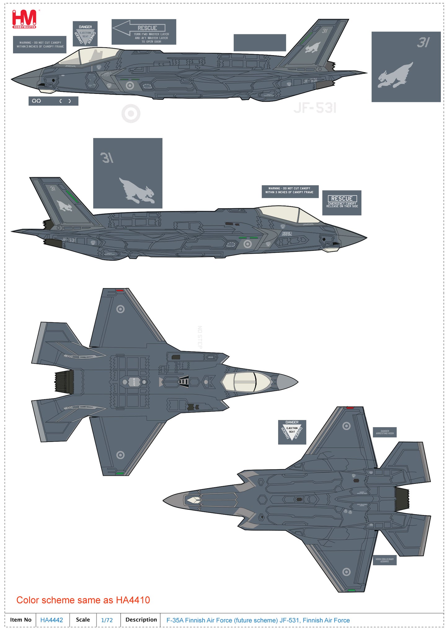 1/72 F-35A Finnish Air Force (future scheme) JF-531 Finnish Air Force