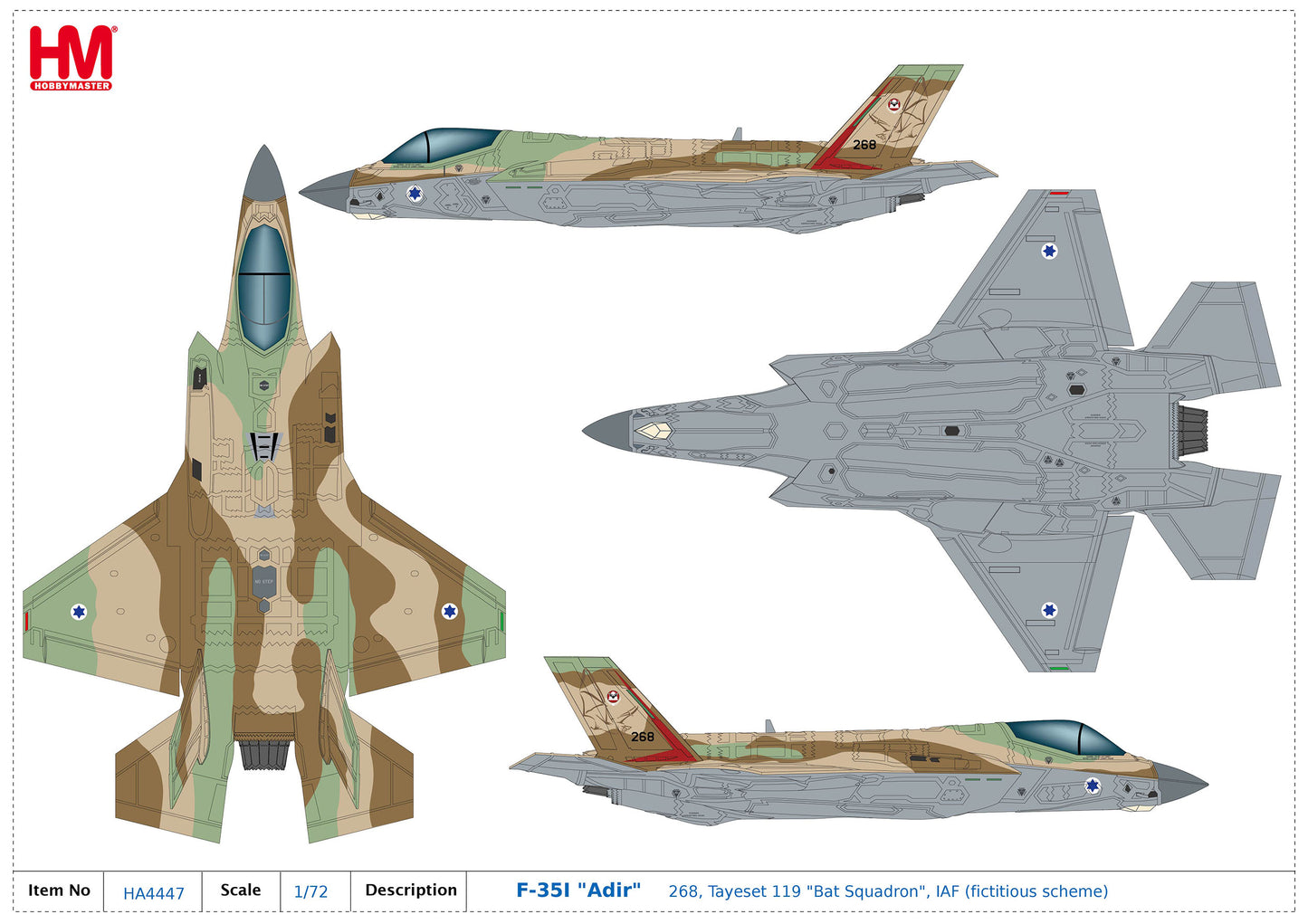 1/72 F-35I "Adir" 268 Tayeset 119 "Bat Squadron" IAF (Fictitious Scheme)