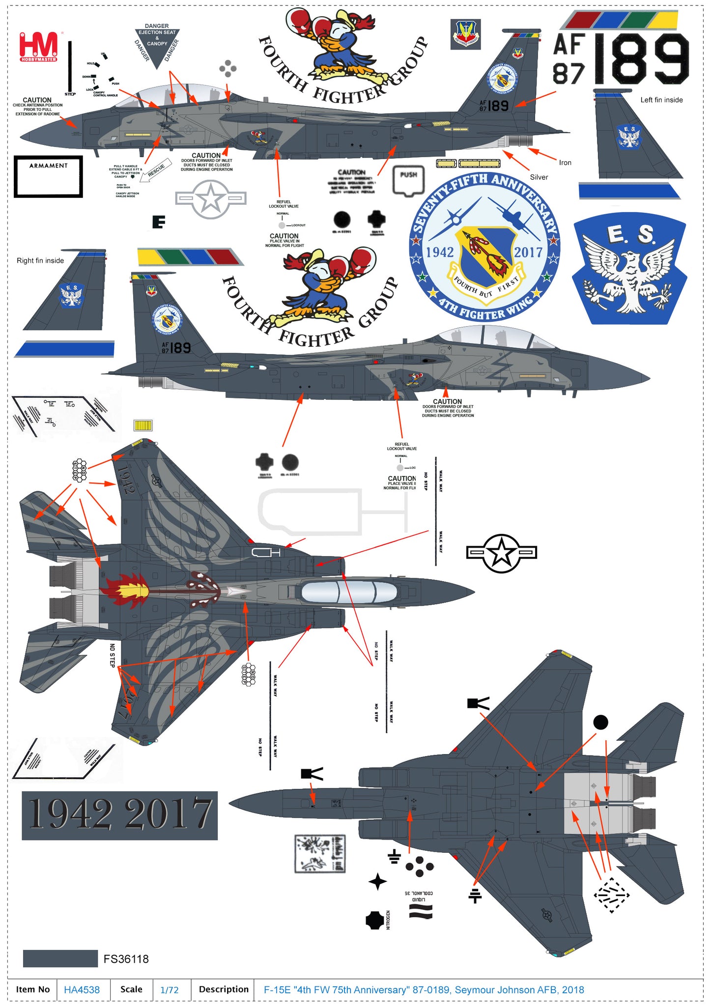 1/72 F-15E "4th FW 75th Anniversary" 87-0189 Seymour Johnson AFB 2018