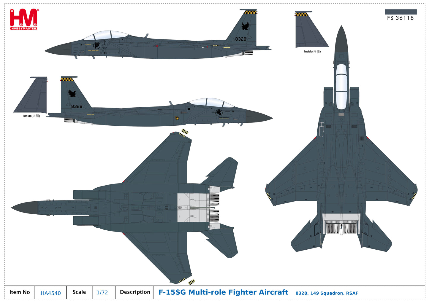 1/72 F-15SG Multi-role Fighter Aircraft 8328 149 Squadron RSAF