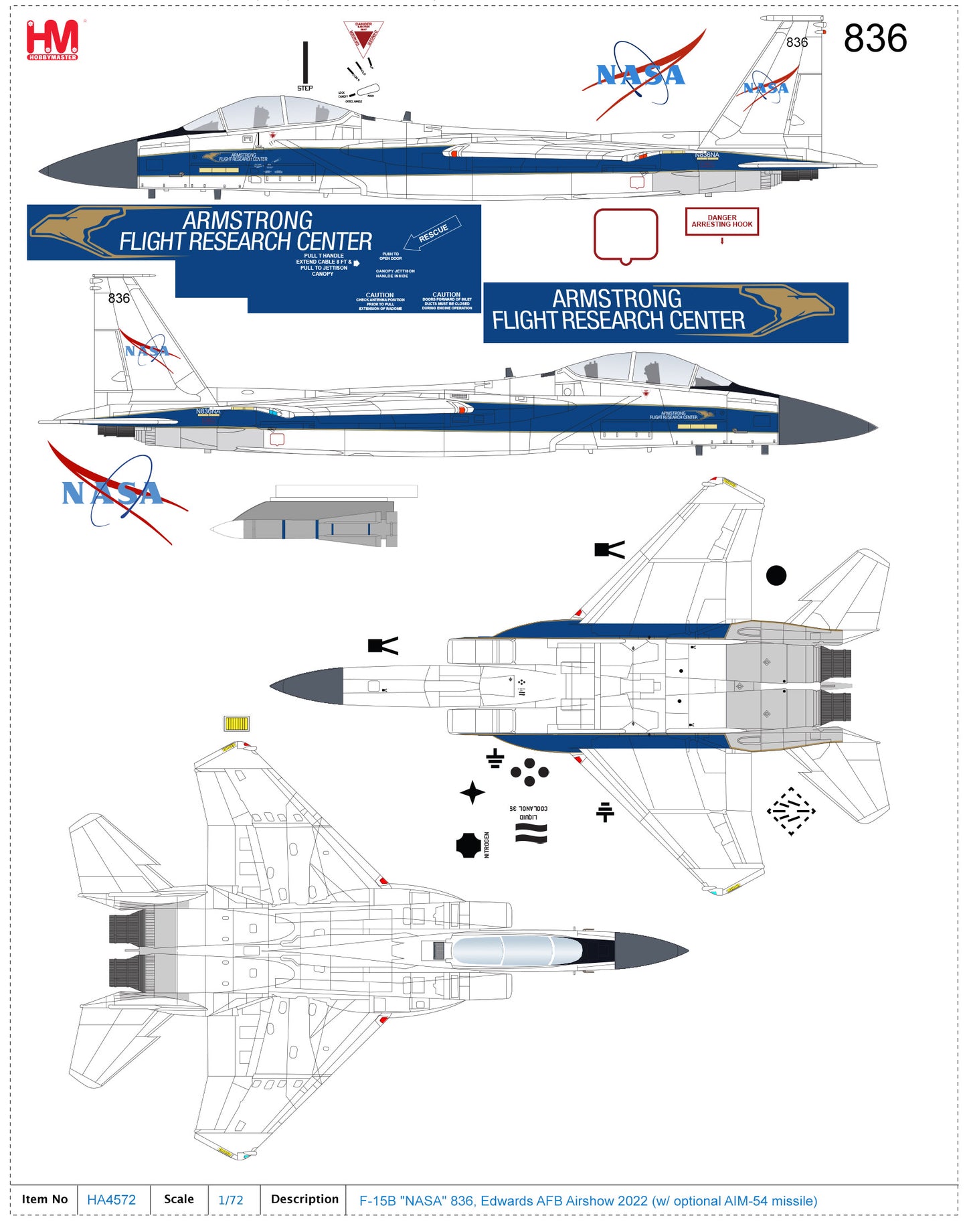 1/72 F-15B "NASA" 836 Edwards AFB Airshow 2022 (with 1x AIM-54 Missile)