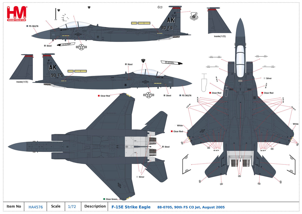 1/72 F-15E Strike Eagle 88-0705 90th FS CO Jet August 2005