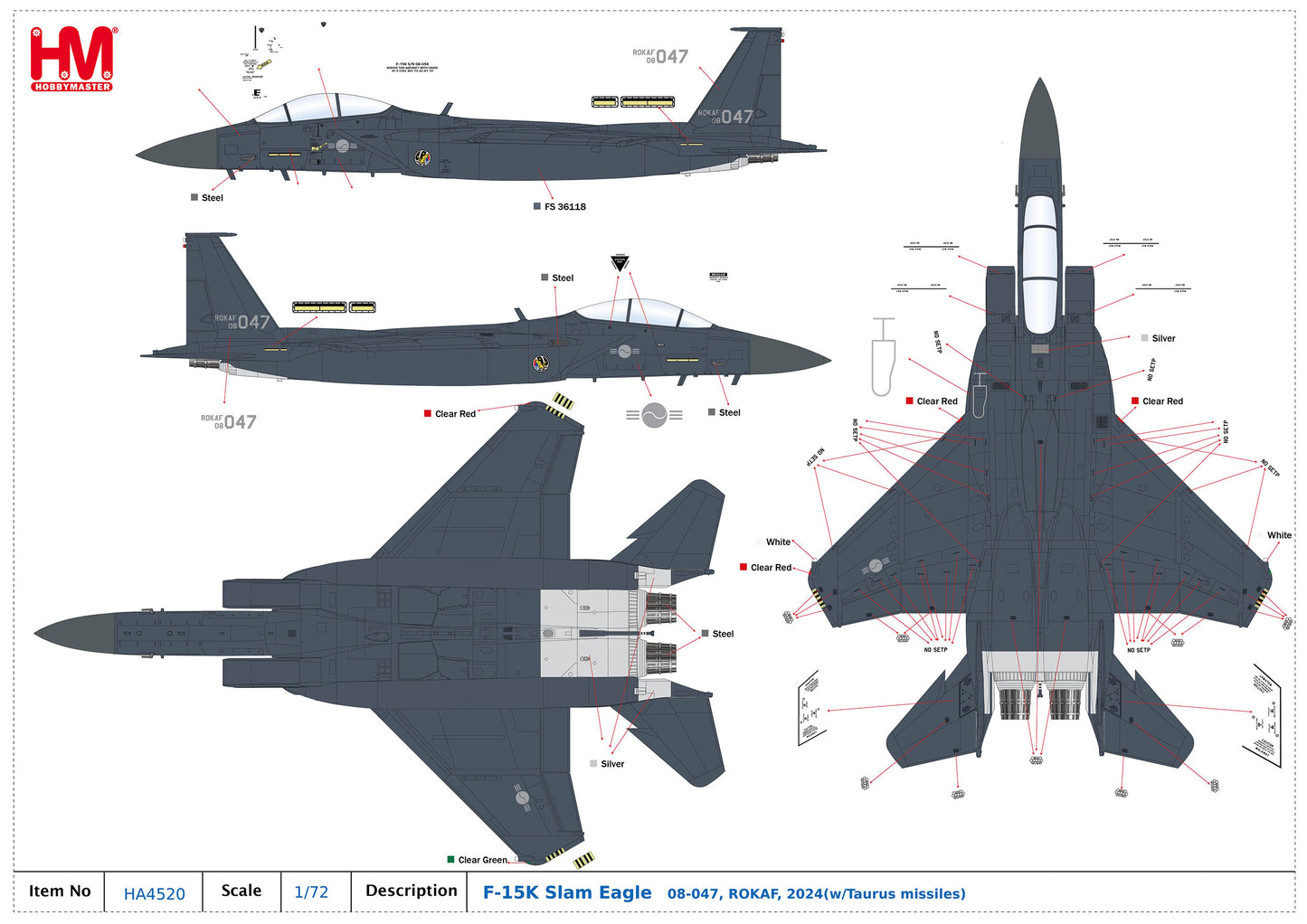 1/72 F-15K Slam Eagle 08-047 ROKAF 2024 (with Taurus Missiles)