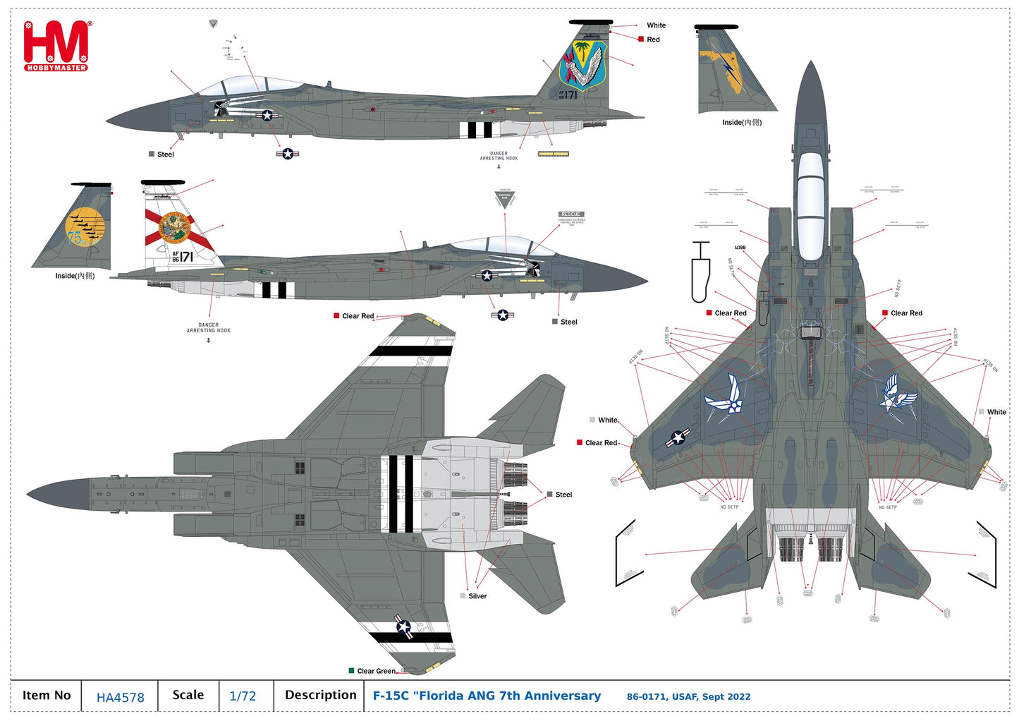 1/72 F-15C "Florida ANG 7th Anniversary" 86-0171 USAF Sept 2022