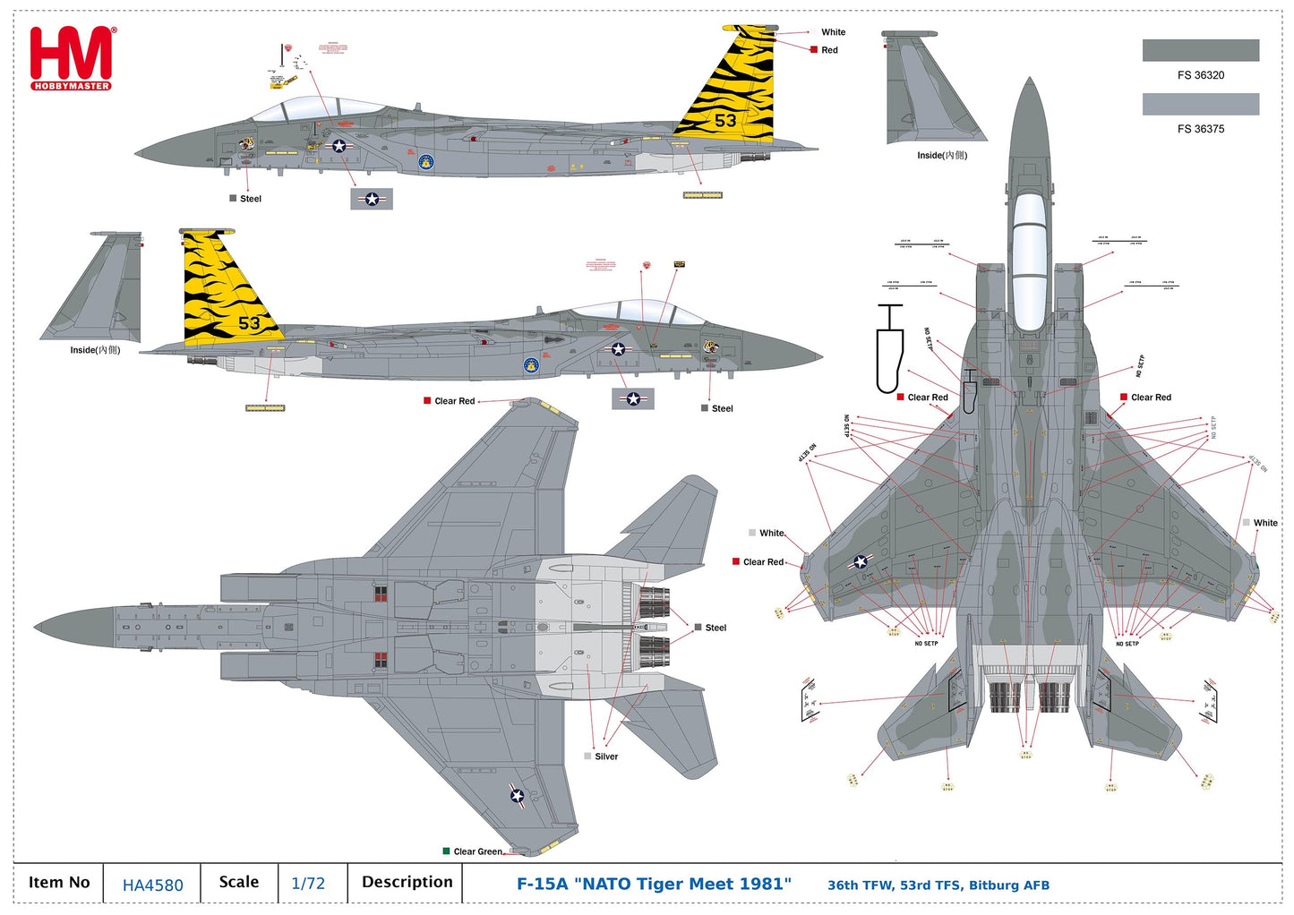 1/72 F-15A "NATO Tiger Meet 1981" 36th TFW 53rd TFS Bitburg AFB