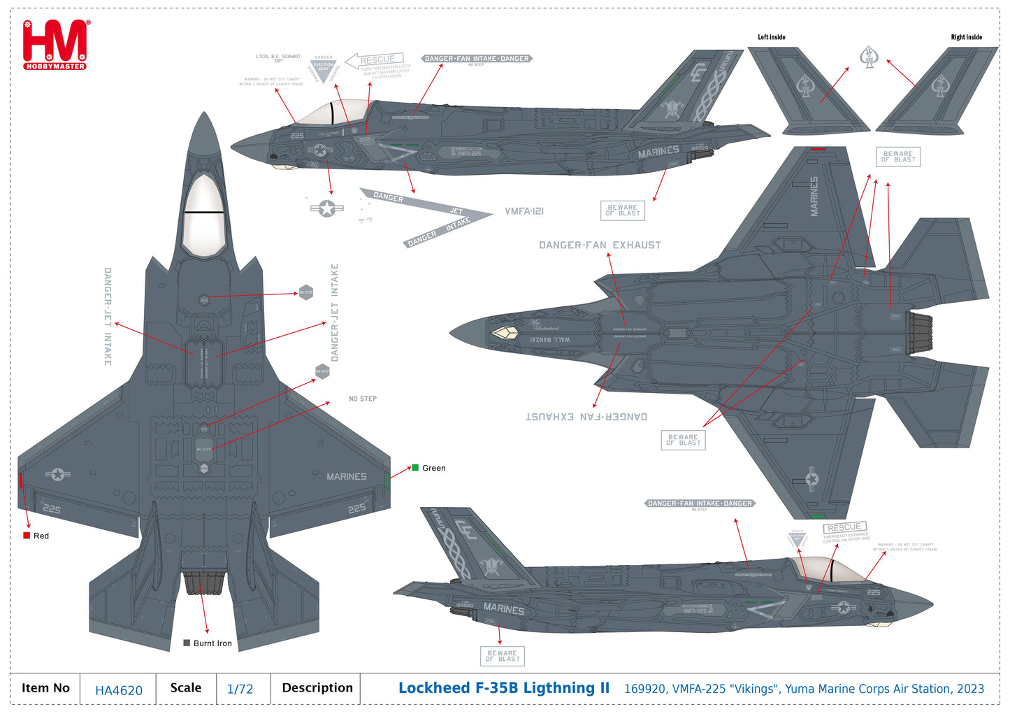 1/72 F-35B Lightning II 169920 VMFA-225 "Vikings" Yuma Marine Corps Air Station 2023