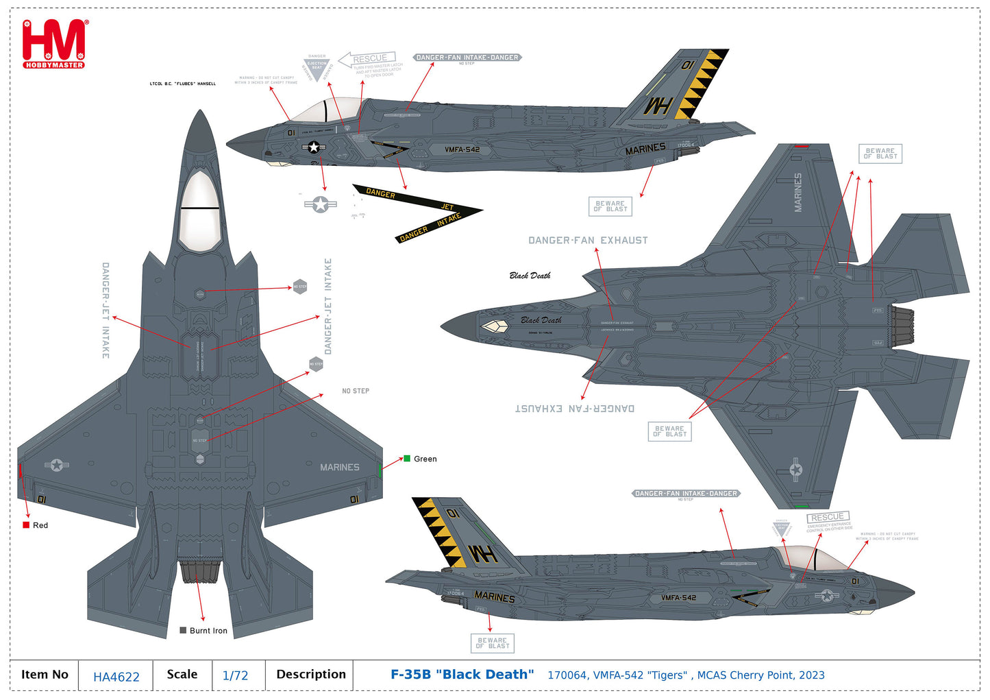 1/72 F-35B "Black Death" 170064 VMFA-542 "Tigers" MCAS Cherry Point 2023