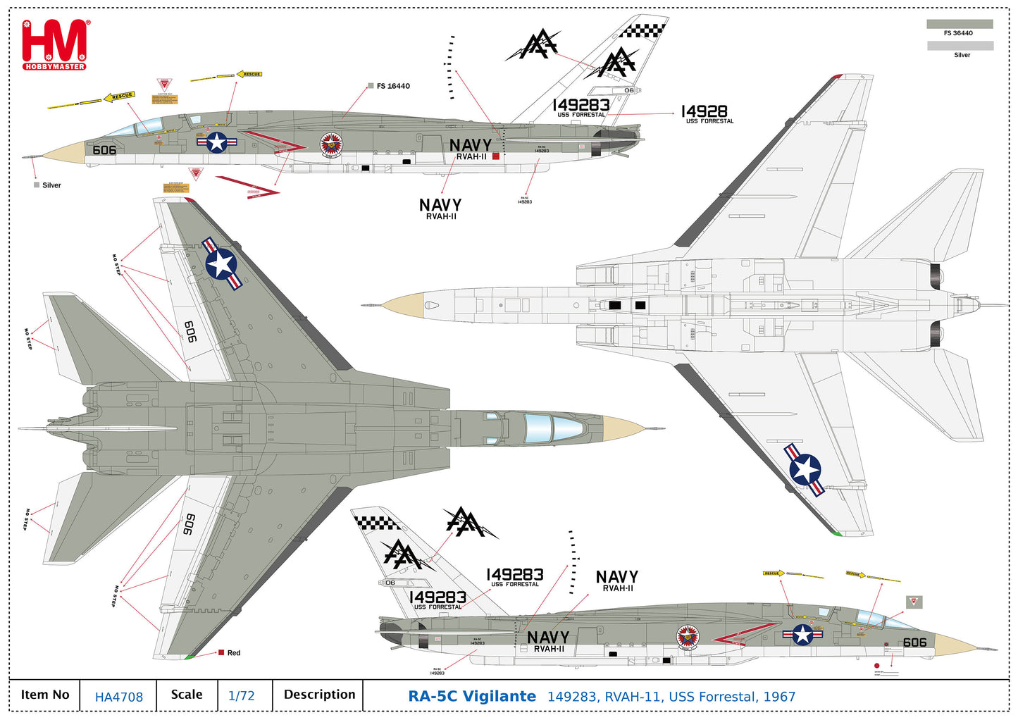 1/72 RA-5C Vigilante 149283 RVAH-11 USS Forrestal 1967