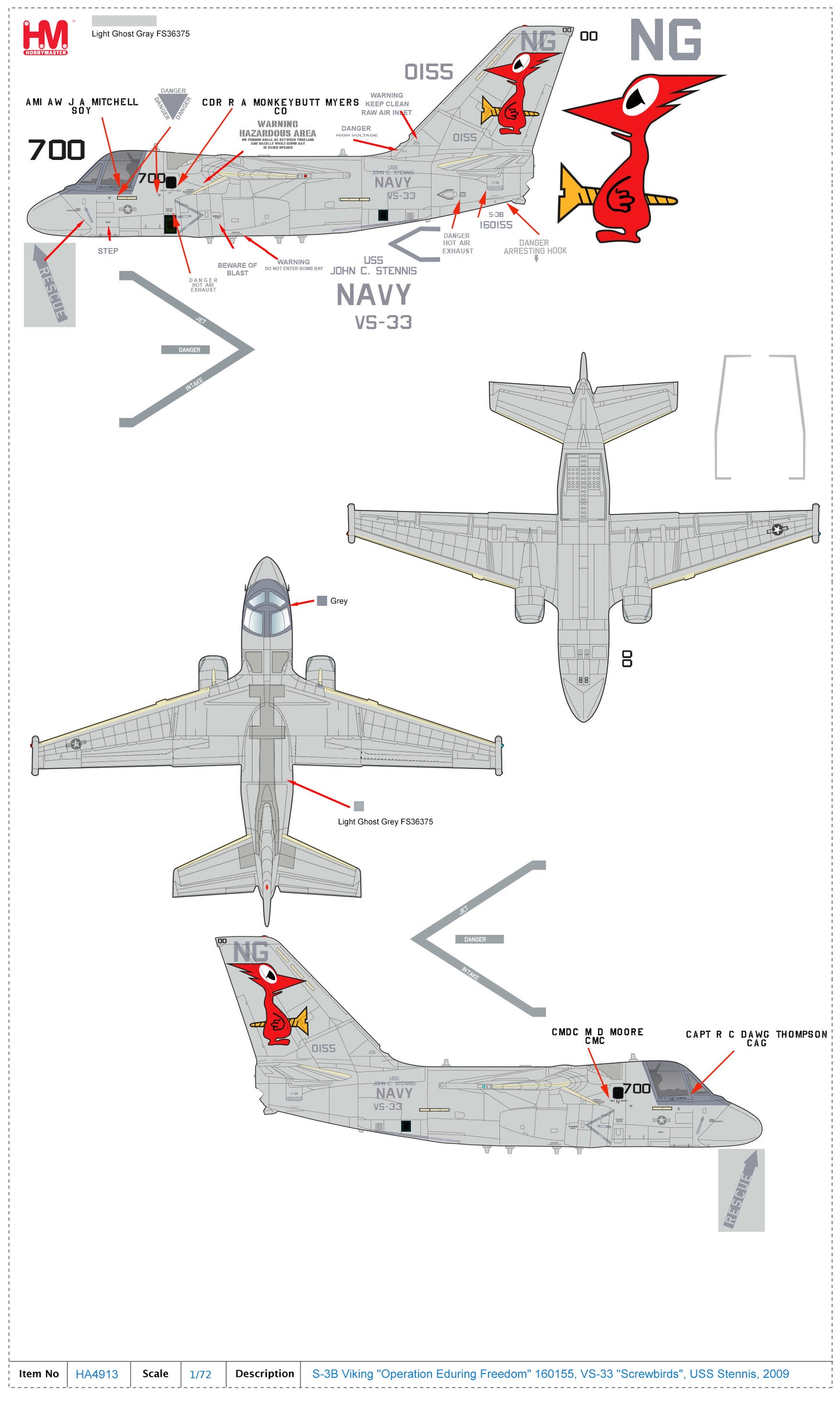 1/72 S-3B Viking "Operation Eduring Freedom" 160155 VS-33 "Screwbirds" USS Stennis 2001
