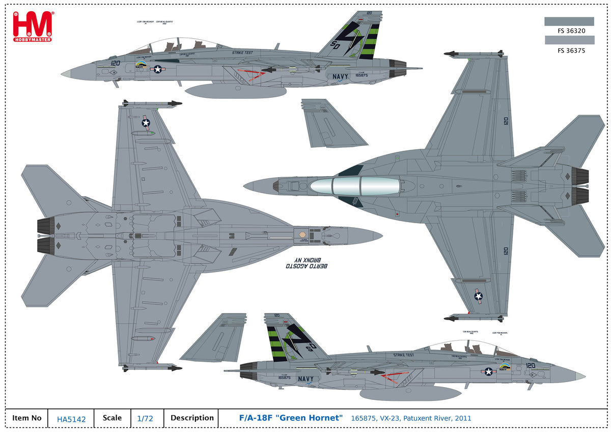 1/72 F/A-18F "Green Hornet" 165875 VX-23 Patuxent River 2011