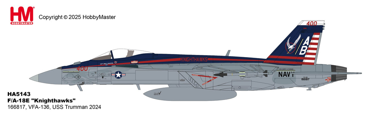 1/72 F/A-18E "Knighthawks" 166817 VFA-136 USS Trumman 2024