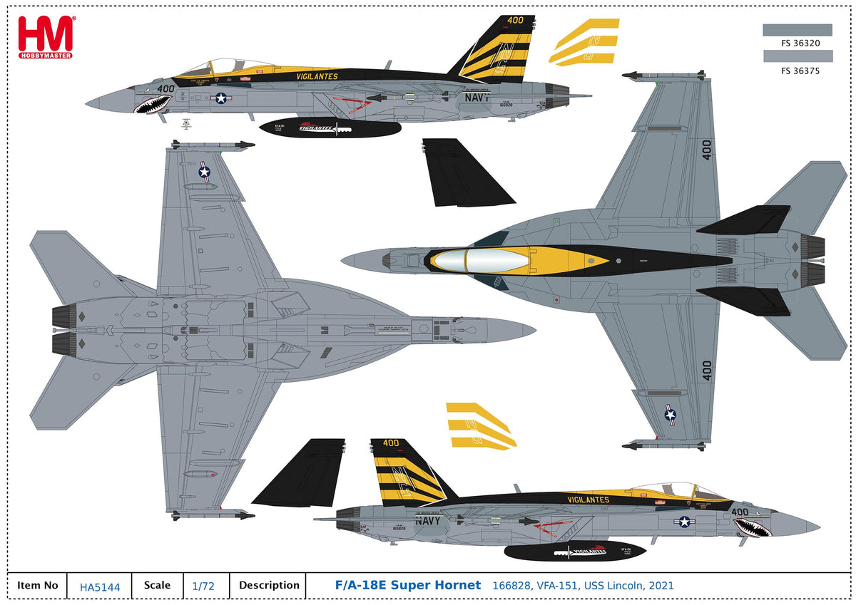1/72 F/A-18E Vigilantes 166828 VFA-151 USS Lincoln 2021