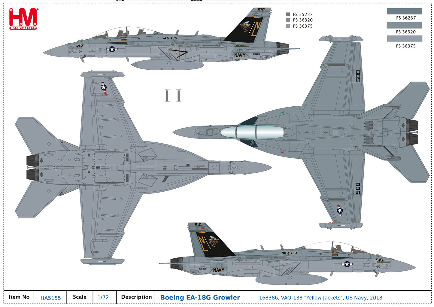 1/72 EA-18G Growler 168386 VAQ-138 "Yellow Jackets" US Navy 2018