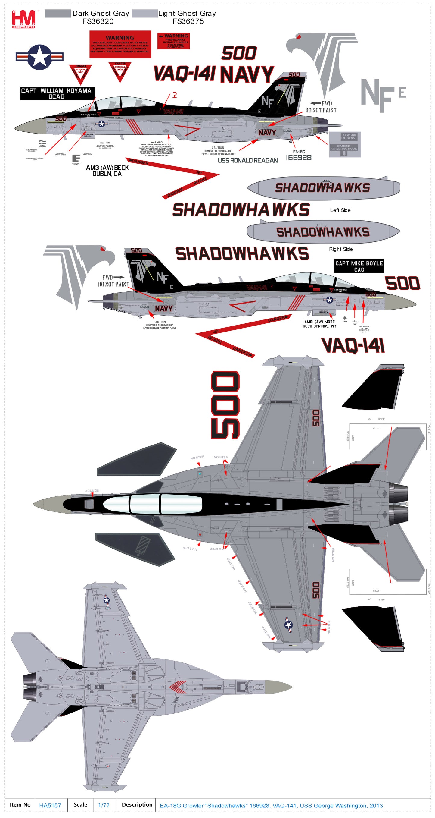1/72 EA-18G Growler "Shadowhawks" 166928 VAQ-141 USS George Washington 2013