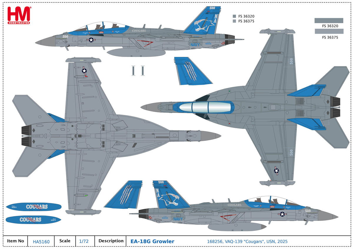 1/72 EA-18G Growler 168256 VAQ-139 "Cougars" USN 2025