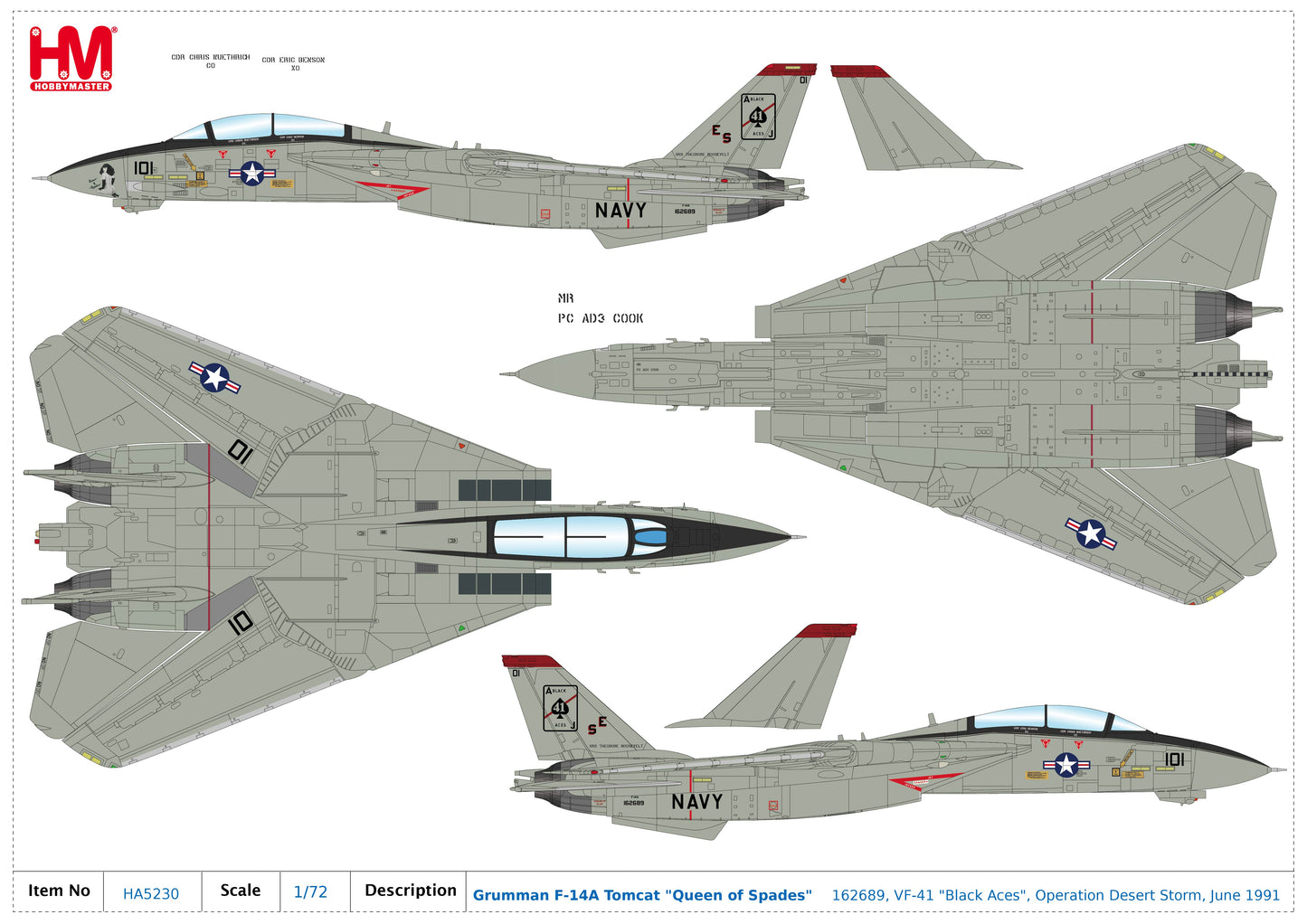 1/72 F-14A "Queen of Spades" 162689 VF-41 "Black Aces" Operation Desert Storm June 1991