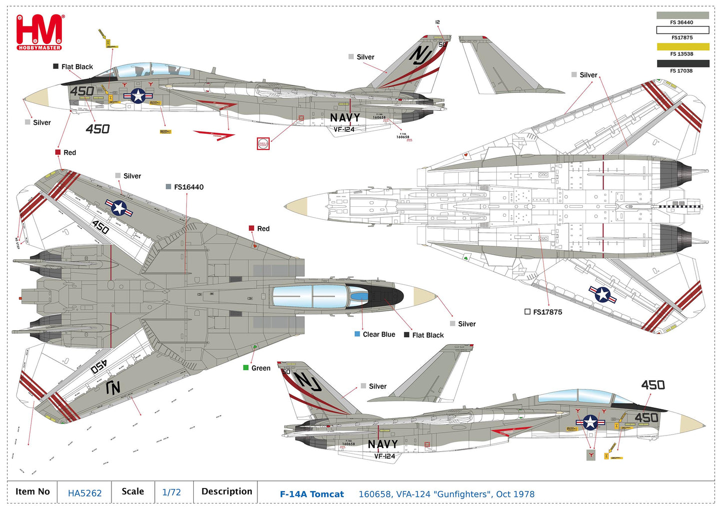 1/72 F-14A Tomcat 160658 VFA-124 "Gunfighters" Oct 1978