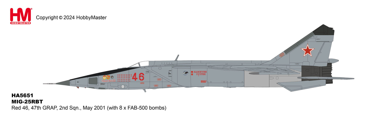 1/72 MIG-25RBT Red 46 47th GRAP 2nd Sqn. May 2001 (with 8 x FAB-500 Bombs)