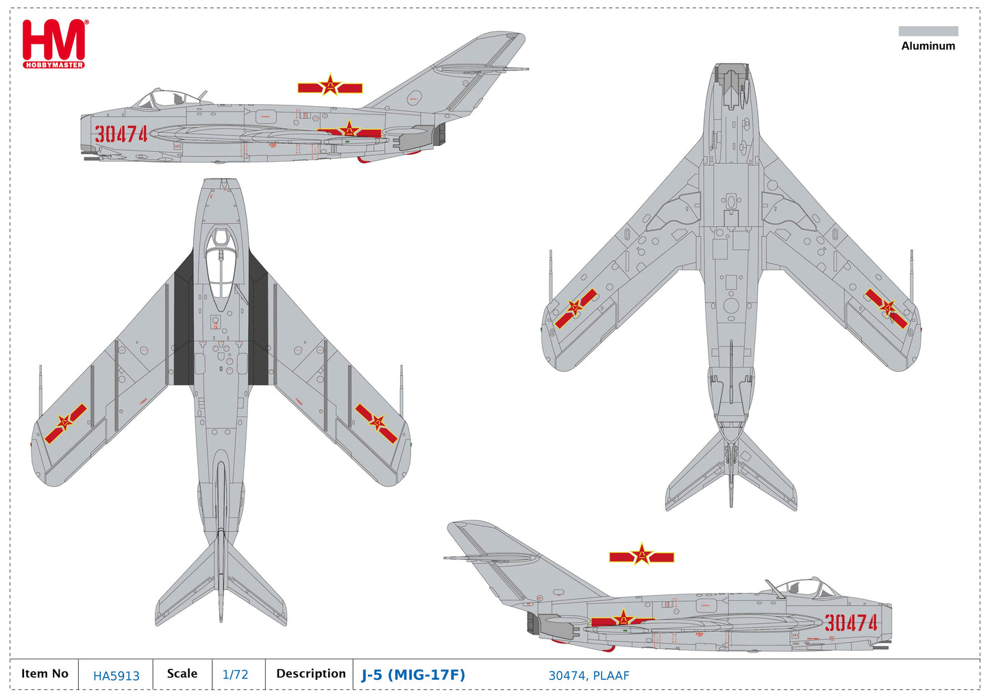 1/72 MiG-17F (J-5) 30474 PLAAF (w/ UB-16-57)
