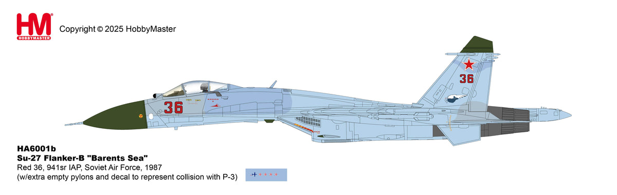 1/72 Su-27 Flanker-B "Barents Sea" Red 36 941sr IAP Soviet Air Force 1987 (with Extra Pylons and Decal P-3)