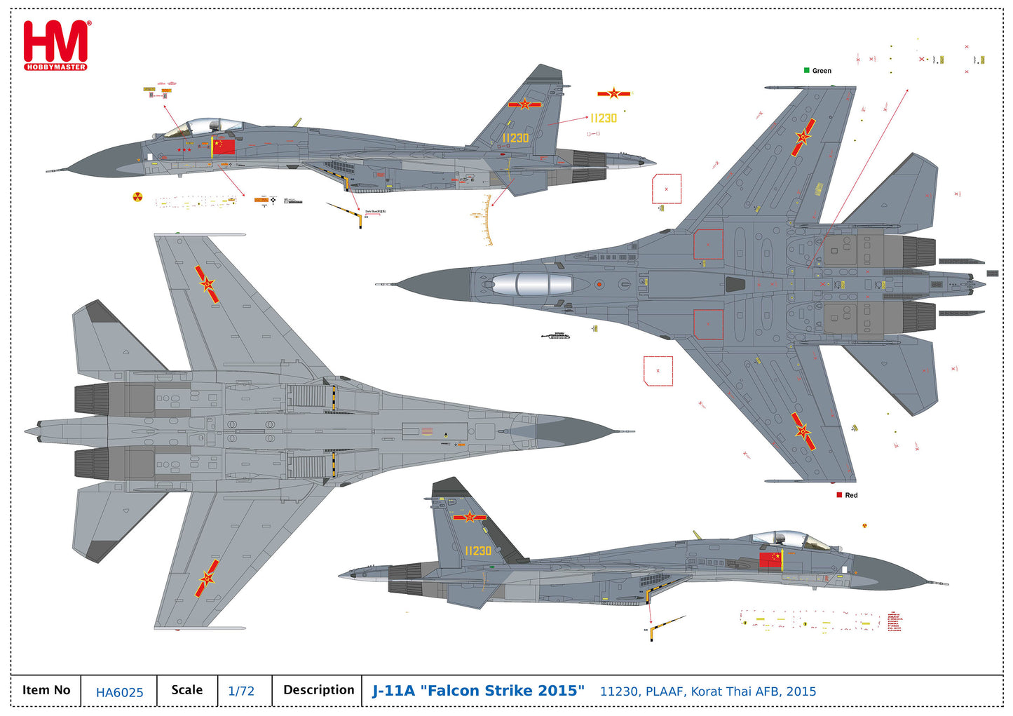 1/72 J-11A "Falcon Strike 2015" 11230 PLAAF Korat Thai AFB 2015