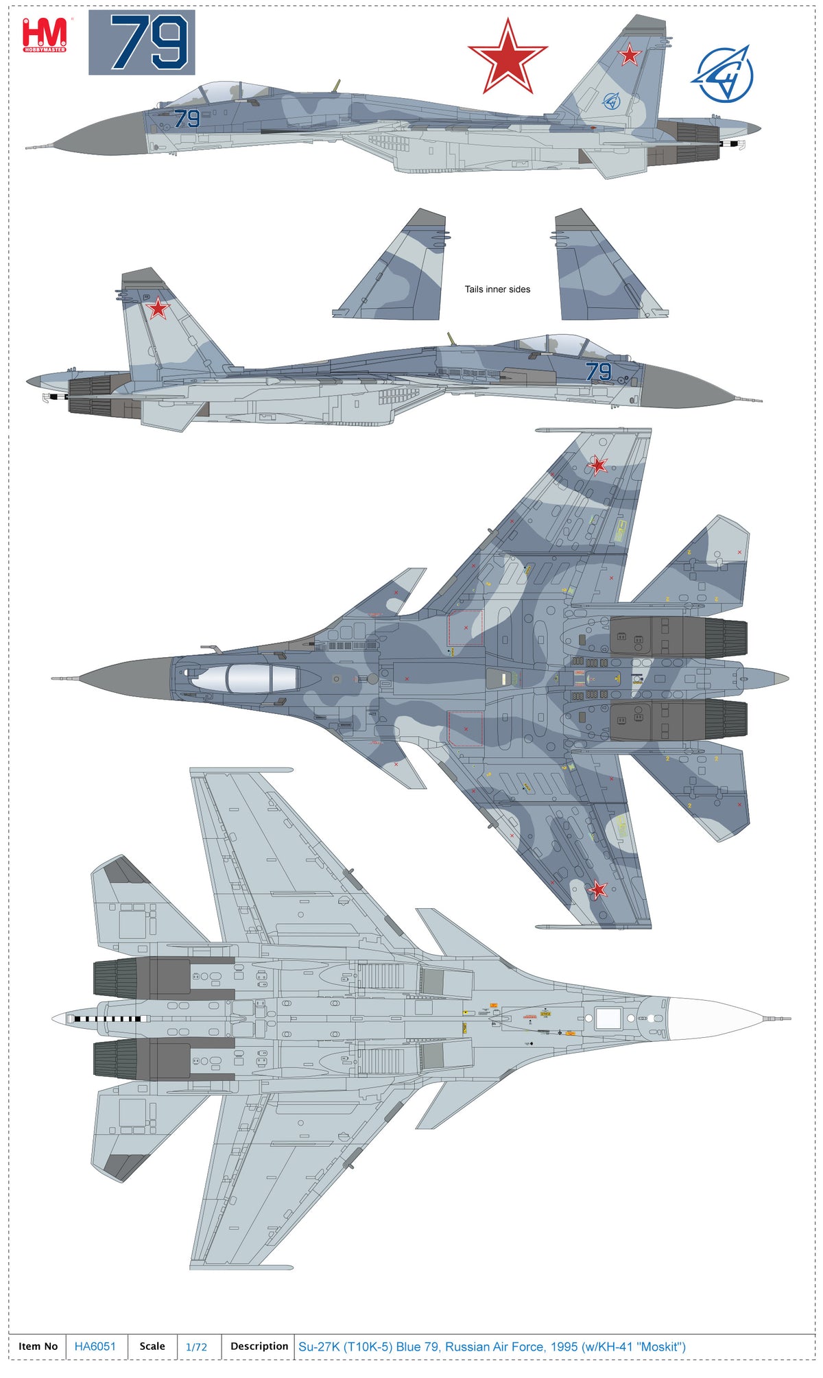 1/72 Su-27K (T10K-5) Blue 79 Russian Air Force 1995 (with KH-41 "Moskit")