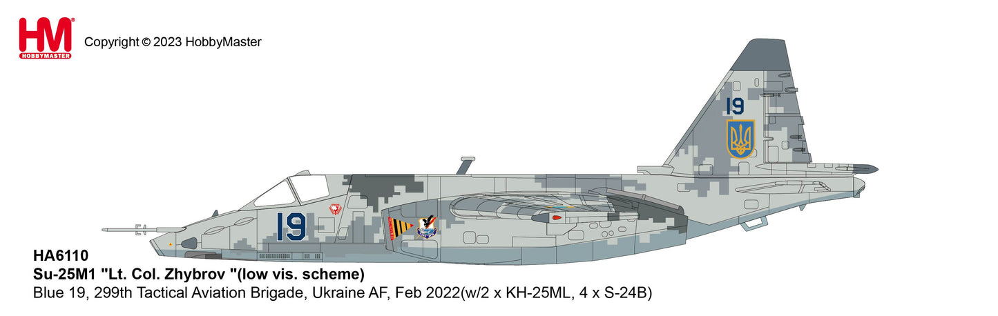 1/72 Su-25M1 "Lt. Col. Zhybrov "(Low Visibility Scheme) Blue 19 299th Tactical Aviation Brigade Ukraine AF Feb 2022 (with 2 x KH-25ML 4 x S-24B)