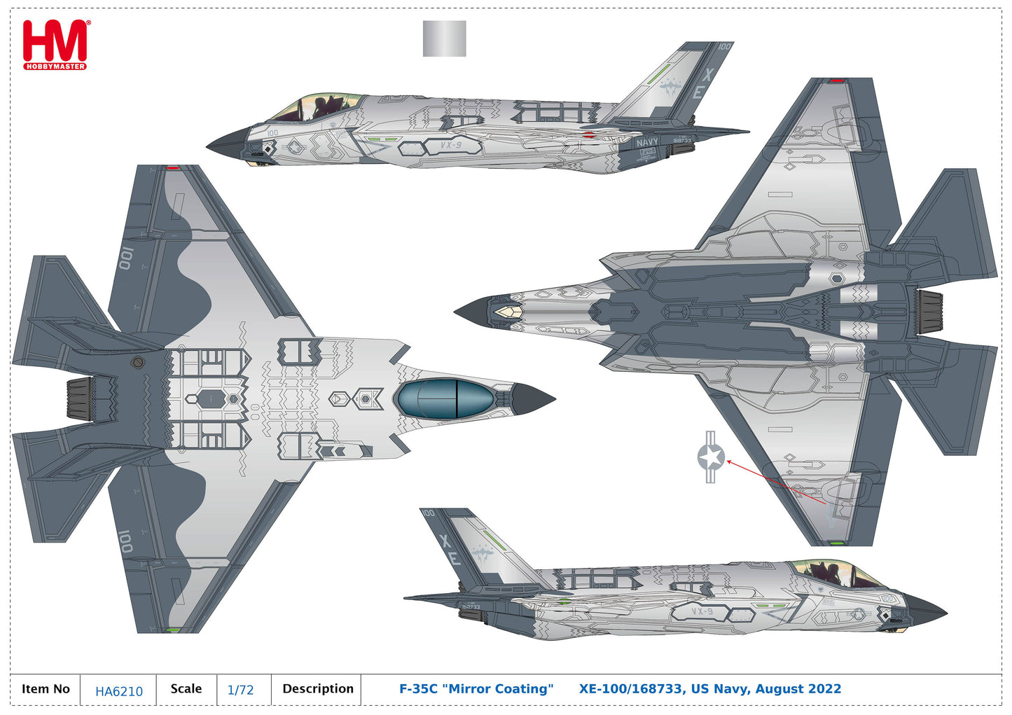 1/72 F-35C "Mirror Coating" XE-100/168733 US Navy August 2022