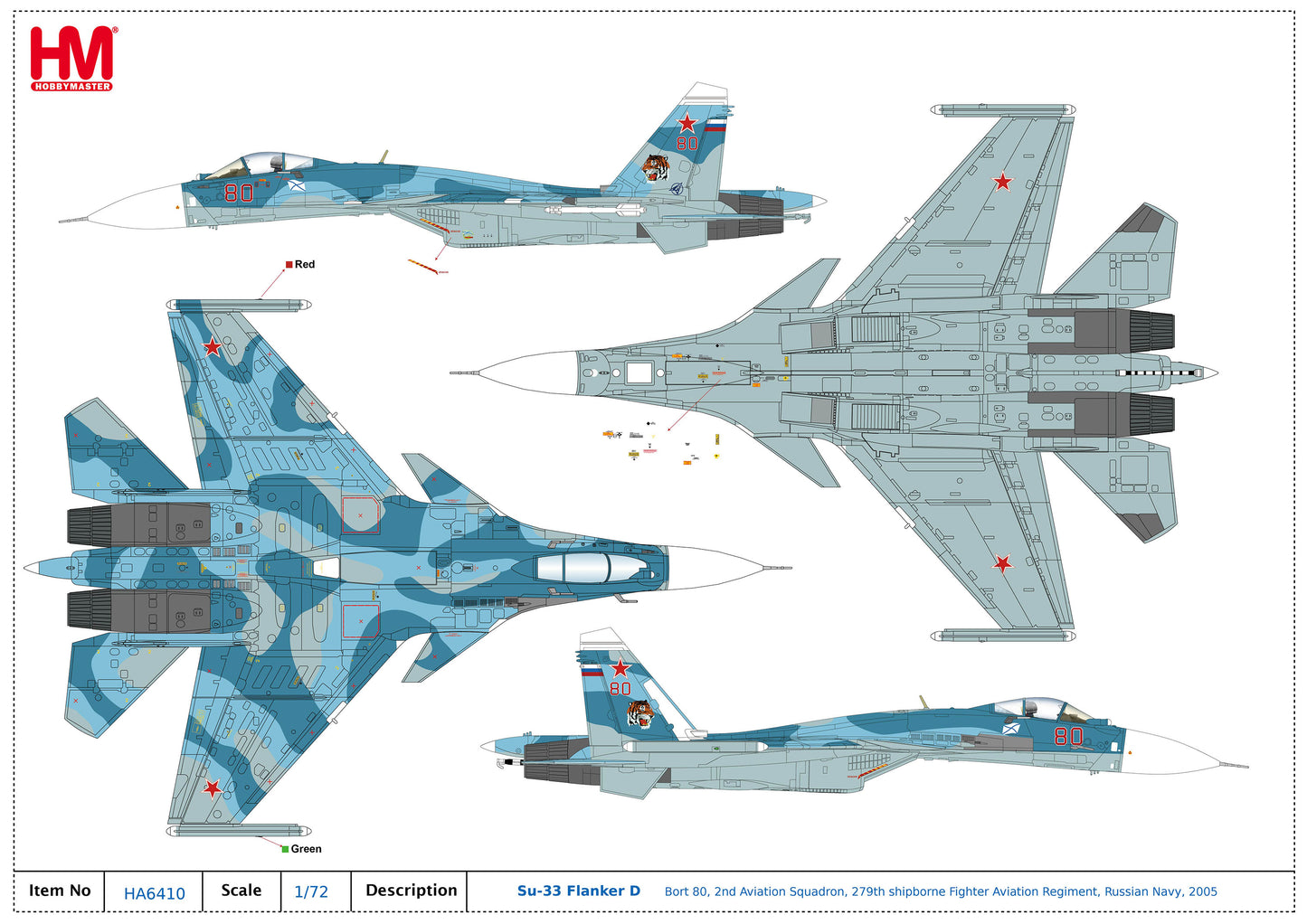 1/72 Su-33 Flanker D Bort 80 2nd Aviation Squadron 279th shipborne Fighter Aviation Regiment Russian Navy 2005