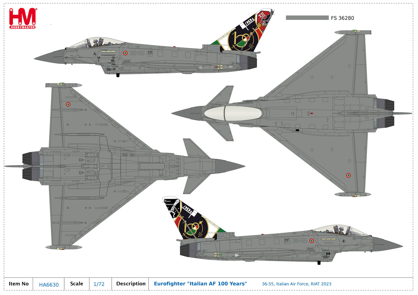 1/72 Eurofighter "Italian AF 100 Years" 36-55 Italian Air Force RIAT 2023