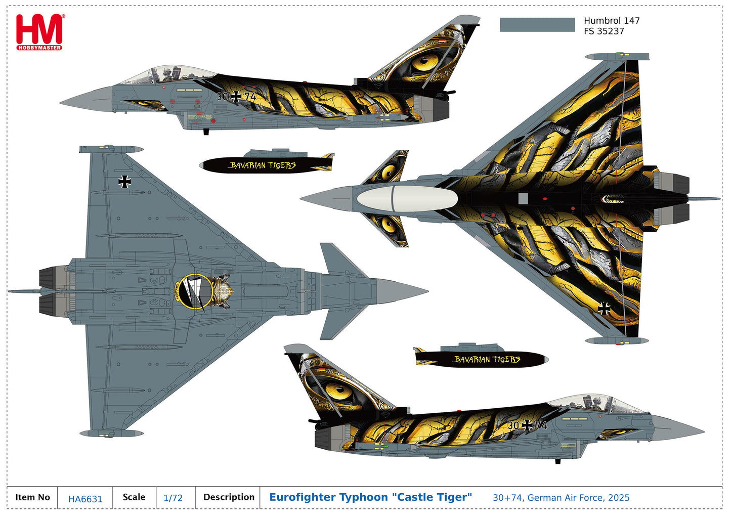1/72 Eurofighter Typhoon "Castle Tiger" 30+74 German Air Force 2025
